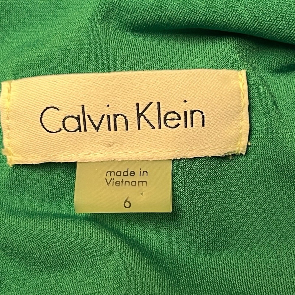 Calvin‎ Klein Shift Dress Womens 6 Green Gold Chain Detail Sleeveless V-Neckline - Picture 7 of 10